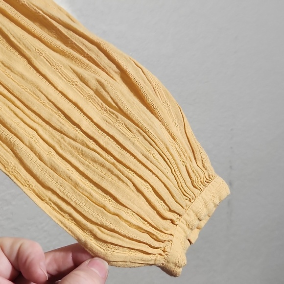 Free People Blouse Womens Extra Small Oberoi Babydoll Top Yellow Lace Y2K Boho - Picture 9 of 10